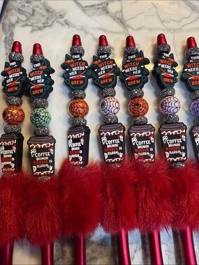 Red Witch Brew Decorative Party Pens - Unbranded